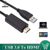 SANGYI อะแดปเตอร์3.0 USB สาย HDMI 1080P อุปกรณ์คอมพิวเตอร์ USB ฮับสายอะแดปเตอร์ USB 3.0ไปยัง USB ตัวแปลง HDMI เพื่อหัวแปลงสัญญาณ HDMI USB ไปยังตัวแปลง HDMI