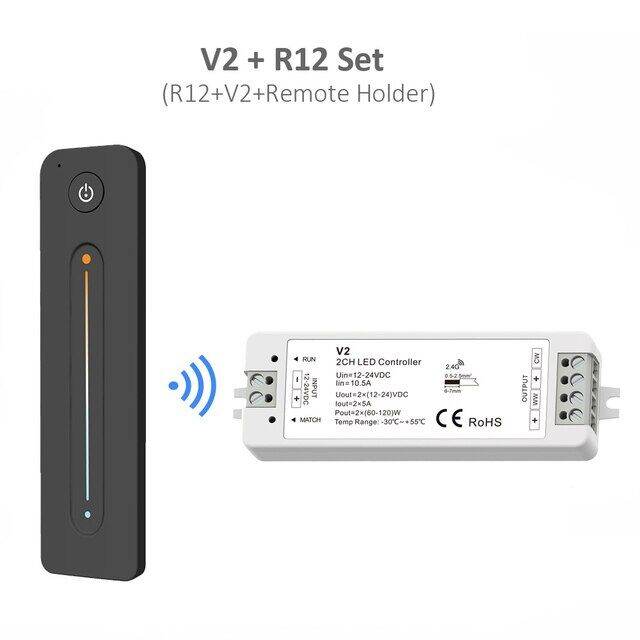 worth-buy-sakelar-peredup-led-12v-24v-dc-10a-2-4g-2ch-ควบคุม-rf-ไร้สาย-ww-cw-ตัวควบคุมไฟ-led-สำหรับ-ct-ไฟเส้นไฟ-led-สีขาวคู่
