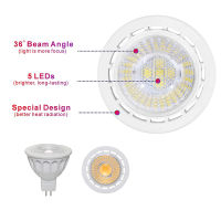 MR16 LED COB Bulb 5W Equivalent 50W Bi-pin GU5.3 Base Spotlight Lamp Warm White 3000K to Daylight 6000K Energy Saving A++ 6Pack