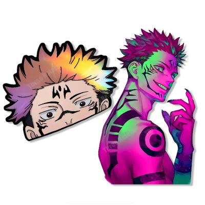 A979 Anime jujutsu Kaisen Sukuna Peeker Cool Removed Colorful Car Sticker For Fuel Tank Cap Mirror Decor Auto Decals