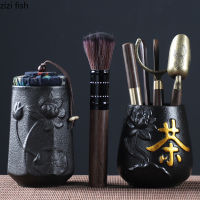 Tea Ceremony Accessories Ceramic Storage Tank Tea Spoon Tea Shovel Tea Clip Tea Brush Tea Making Equipment Set Tea Making Tool