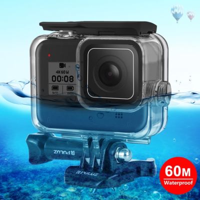 PULUZ เคสดำน้ำลึก60ม. กล้องกันน้ำปลอกหุ้มสำหรับ GoPro HERO8สีดำ