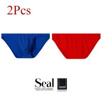 2Pcs Classic Popular Bikini Briefs Mens Cotton Pit Cloth Sexy Underwear Breathable Comfortable Soft Beach Surf Youth Underwear