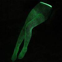 【CW】Women Glow-In-The-Dark Hollowed-Out Fishnet Tights Party Club Fashion Nylon Tights Japanese-Style JK Lolita Diamond Thigh-Highs