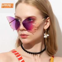 LFPLYQ โปร่งใส ป่า แว่นตา ป้องกันรังสียูวี ผู้หญิง แว่นตาปั่นจักรยาน เครื่องประดับแฟชั่น แว่นกันแดดไล่โทนสี ผีเสื้อ