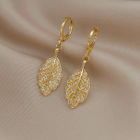 แฟชั่นทอง Rhinestone Leaf ต่างหู Drop ต่างหูสำหรับผู้หญิง Jewelry