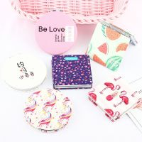 【BEIBEI】 double-sided folding small PU leather mirror portable student mirror magnifying