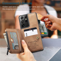 Leather Card Slot Holder For Samsung Galaxy S21 S22 Ultra Note 20 S20 FE S10 A52 A72 A52S A71 A51 A21S 10 Plus Case Cover Fundas