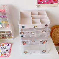 Multi-layer Cosmetic Storage Box Desktop Organizer Drawer Type Plastic Box Student Stationery Rack Transparent Storage Box