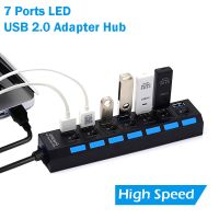 ♦◙○ 7 Ports High Speed USB 2.0 480Mbps USB Charger Hub with LED Lamp For Laptop PC Tablet Computer USB 2.0 HUB