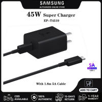 เครื่องชาร์จ Samsung 45W อะแดปเตอร์ชาร์จเร็ว PD EP-T4510ของแท้แท่นชาร์จผนังเดินทางเร็ว5A 1.8เมตร USB สาย C สำหรับ Galaxy A91 A90 A71 A70 S21 S22 Note20พิเศษ S23