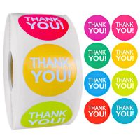 500Pcs/Roll Exquisite Round Color Roll Thank You Label Sticker 8 Colors Wedding Party Gift Card Envelope Decoration Seal Sticker Stickers Labels