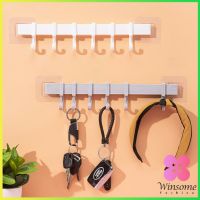 Winsome """ราวตะขอ""" พลาสติกอเนคประสงค์ แบบติดแผ่นกาว ไม่ต้องเจาะผนัง Towel rack