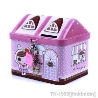 ♝๑❧ Small House-Tinplate Piggy Bank para crianças Money Saving Box Bank melhor presente