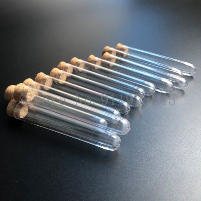 【CW】☌۩♝  50pcs 12x75mm Lab Plastic Test Tubes With Corks Stoppers Laboratory School Wedding Favor Tube