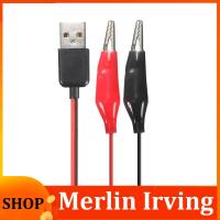 Merlin Irving Shop Alligator Test Clips Clamp to USB Male Connector Power Supply Adapter Wire 60cm Cable Red and Black