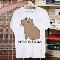 Capybara พิมพ์ถนนสไตล์ลำลองชายแขนสั้นน่ารักสัตว์การ์ตูนเสื้อยืดหลวม O-คอเสื้อยืดชายเสื้อยืด