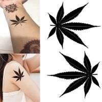 1 piece of clover maple leaf tattoo temporary sticker geometric waterproof black tattoo