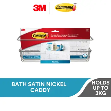 3M Command Rust-Resistant Bath Shower Caddy, Satin Nickel
