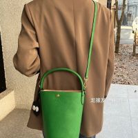 Longchamp bag New style fortune bucket bag green cowhide bag fashionable womens bag good looking and lightweight