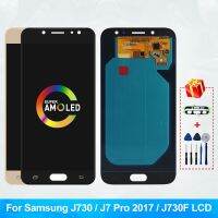 J730FN Amoled สุดๆ/DS LCD เหมาะสำหรับ Samsung Galaxy J7 Pro 2017 J730 J730F ตัวแสดงอ่านแอลซีดีหน้าจอสัมผัสชิ้นส่วนทดแทนการกำหนดตำแหน่ง