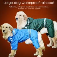 Large Dog Raincoat Reflective Waterproof Clothes Hooded Jumpsuit Rain Coat For Lador Big Dogs Overalls Rain Cloak