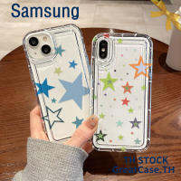 Five-pointed Star Pattern Phone Case Compatible for Samsung A14 A13 A12 A04S A03S A52 A51 A71 A34 A50 A50S A02s A22 A32 A23 A54 A11 Phone Case Shockproof Air Cushion Silicone Protective Cover