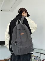 Uniqlo High-end 2023 NEW Back Zipper Backpack Hong Kong Style Retro Schoolbag Mens Japanese Large-capacity High School Students Canvas Backpack  schoolbag New