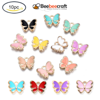 10 pc Alloy Enamel Charms Butterfly Light Gold Mixed Color 10.5x13x3mm, Hole: 2mm