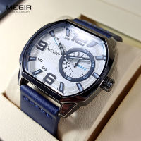 ZZOOI MEGIR Octagon Watch for Men Fashion Waterproof Quartz Watches Large Dial Casual Sport Wristwatch with Auto Date Luminous 2201