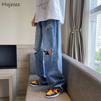 กางเกงยีนส์มีรอยขาดสำหรับผู้ชายฤดูร้อนกางเกง S-3XL ผ้าเดนิมฮิปฮอปย้อนยุคลำลองสำหรับ MODE Korea