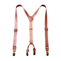 【YF】●✆∈  Leather Suspenders Trouser Braces for Men 2.5cm Wide Y-back 4 Mens Fashion Accessories Dad Father Husband