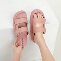 HOT★รองเท้าแตะรองเท้าแตะผู้หญิงฤดูร้อนแบนรองเท้าแตะชายหาด Comfort รอบ Toe PVC สไลด์ผู้หญิงรองเท้า Pantuflas De Mujer