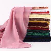 【YF】 Lace Hijab Premium Chiffon Scarf Embroidered Shawls Headband Wrap Headscarf Foulard Turban