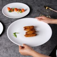 [COD] Steak plate sense ceramic round western food pure white flat dish home tableware