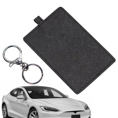 ❀☂ Model3 Model Y PU Leather Car Keychain Keyring Key Bag Case Chain Ring For Tesla Model 3/Y 2023 Accessories Auto Interior Parts