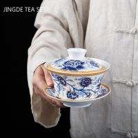 ชุดชาเครื่องเซรามิคเครื่องกระเบื้องสีขาวสไตล์จีนพร้อมจานรองถ้วยถ้วยถ้วยชาถ้วยชาจานสีถ้วยชงชา