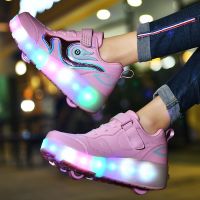 Wheel shoes led lights double-wheeled Heelys youth roller skates kids sports shoes parent-child wheel shoes