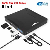 USB ภายนอก CD ไดรฟ์ดีวีดี USB 3.0 Type C DVD-RW CD-RW Burner Reader TF SD ไดรฟ์ออปติคัล DVD ROM Writer เครื่องเล่นวีซีดีสำหรับแล็ปท็อป PC