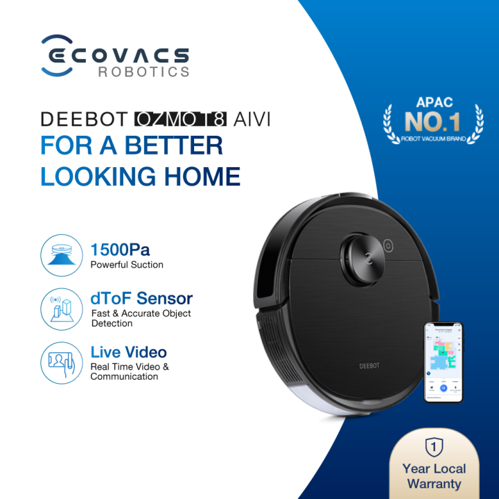ECOVACS DEEBOT OZMO T8AIVI Robot Vacuum Cleaner Upgraded AIVI
