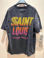 สไตล์ใหม่ที่มีคุณภาพสูง เสื้อยืดคริสตัล Washed Saint Louis Sunset ทำลายการออกแบบเสื้อยืดขนาดใหญ่แขนสั้นลำลองพร้อมแท็ก