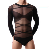 Mens Siamese Stockings Mens Transparent thin High elastic Socks Mens Tops Stockings Long Sleeve body stockings