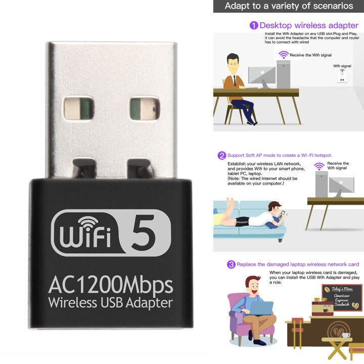 ตัวรับสัญญาณ-wifi-1200m-ความถี่คู่ปลั๊กป้องกันการรบกวนคอมพิวเตอร์การ์ดเน็ตเวิร์กไร้สายสำหรับสำนักงานขนาดกะทัดรัดที่เก็บของขนาดใหญ่