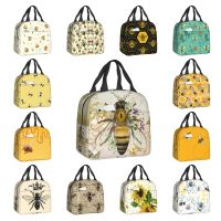 ✖ Honey Bee Vintage Portrait Style Insulated Lunch Bag for Women Resuable Thermal Cooler Lunch Box Office Picnic Travel