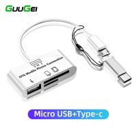 GUUGEI Micro USB Type C OTG Card Reader USB Cable 3 in 1 SD/TF Card Reader Data Transfer Type-C To USB C OTG Adapter Expansion