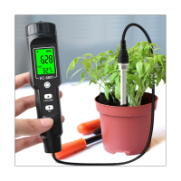 Digital EC/Temp Soil Tester 0.00-10.00MS/Cm Conductivity Meter Waterproof Sensor Analyzer for Planting Garden Outdoor