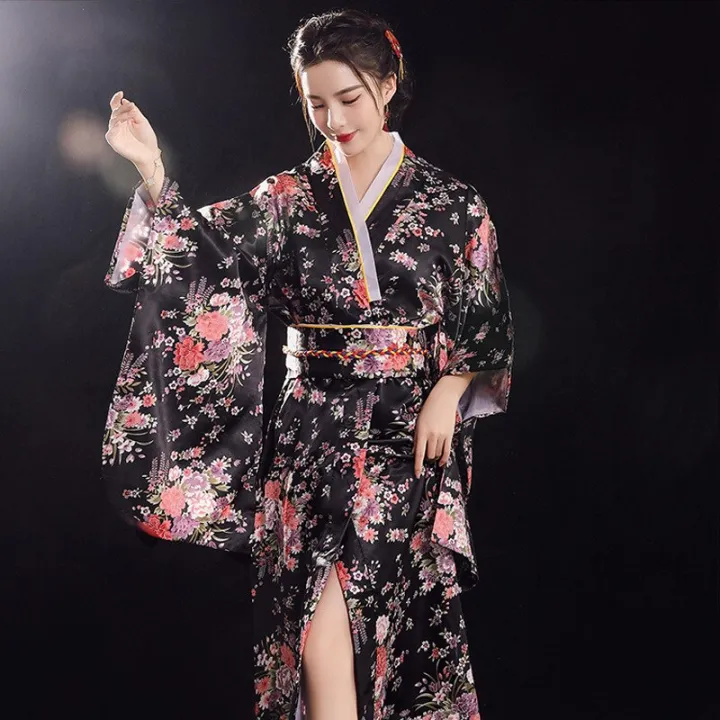 Japanese Traditional Yukata Kimono With Obi Vintage Women Evening Geisha Kimono Vintage Women 