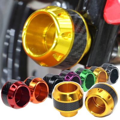 ☌✎▤ 1Pair Carbon Fiber Motorcycle Falling Protector Aluminum Alloy Explosion-proof Front Fork Cups Sliders Crash Moto Accessories