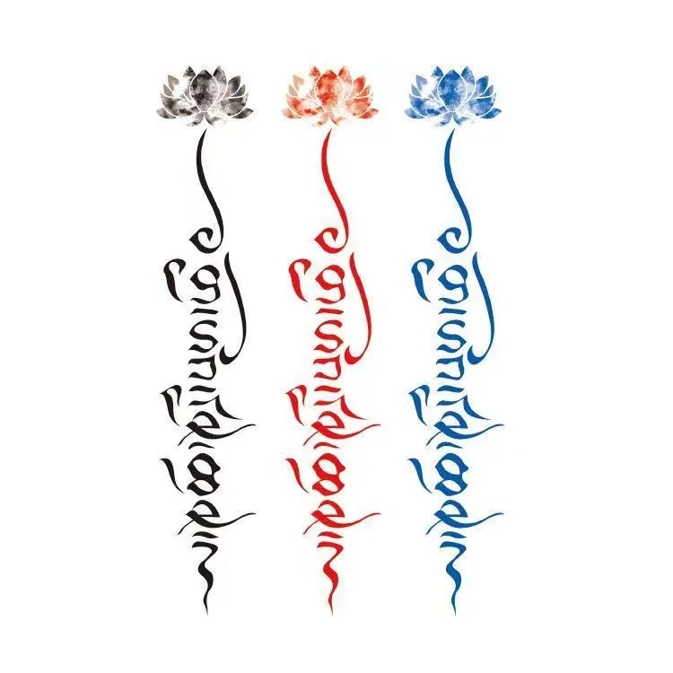 1 piece of 3 kinds of black, red and blue pattern temporary tattoo stickers waterproof male and female arm calf lotus Sanskrit (translation: life is precious) 12*19cm | Lazada PH 1 piece of 3 kinds of black, red and blue pattern temporary tattoo stickers waterproof male and female arm calf lotus Sanskrit (translation: life is precious) 12*19cm | Lazada PH