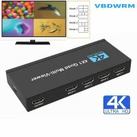 4X1 HDMI แบบ Multi-Viewer Switcher 4K จอสี่ช่องไร้รอยต่อเครื่องดูหลายมุมมองแบบเรียลไทม์อะแดปเตอร์สวิตช์ HDMI ออก4 In 1พร้อม IR